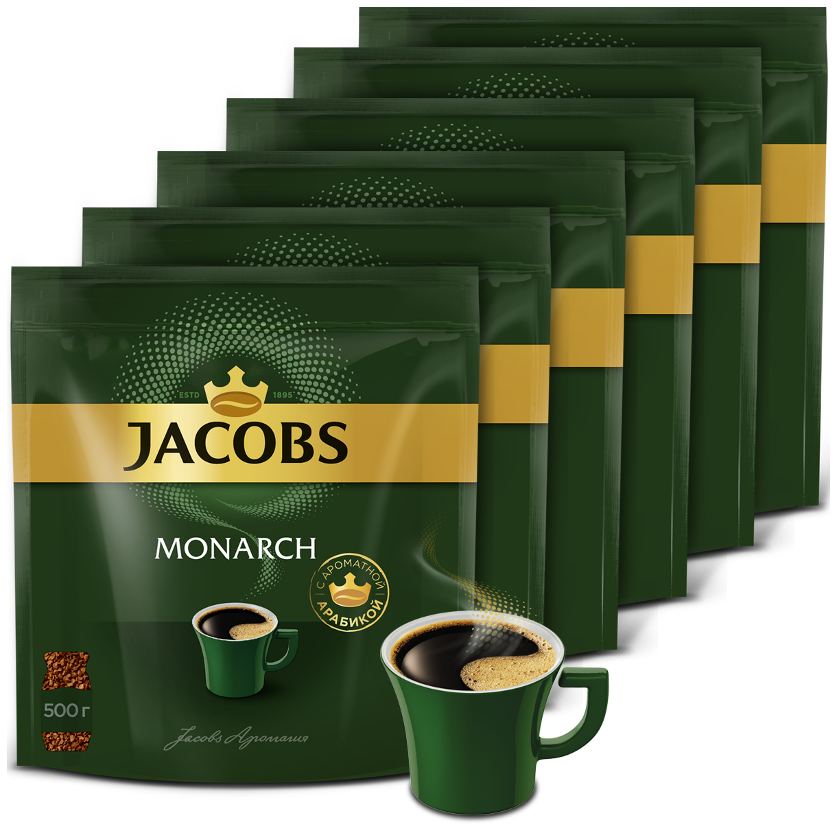 Кофе растворимый Jacobs Monarch сублимированный, пакет, 6 уп. по 500 г - фотография № 2