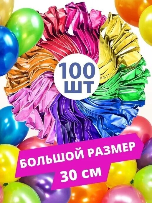 Воздушные шары металлик с днем рождения шарики для праздника 100 шт