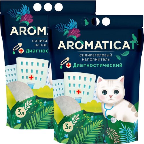 AROMATICAT наполнитель силикагелевый диагностический с гранулами-индикаторами pH для туалета кошек (3 + 3 л)