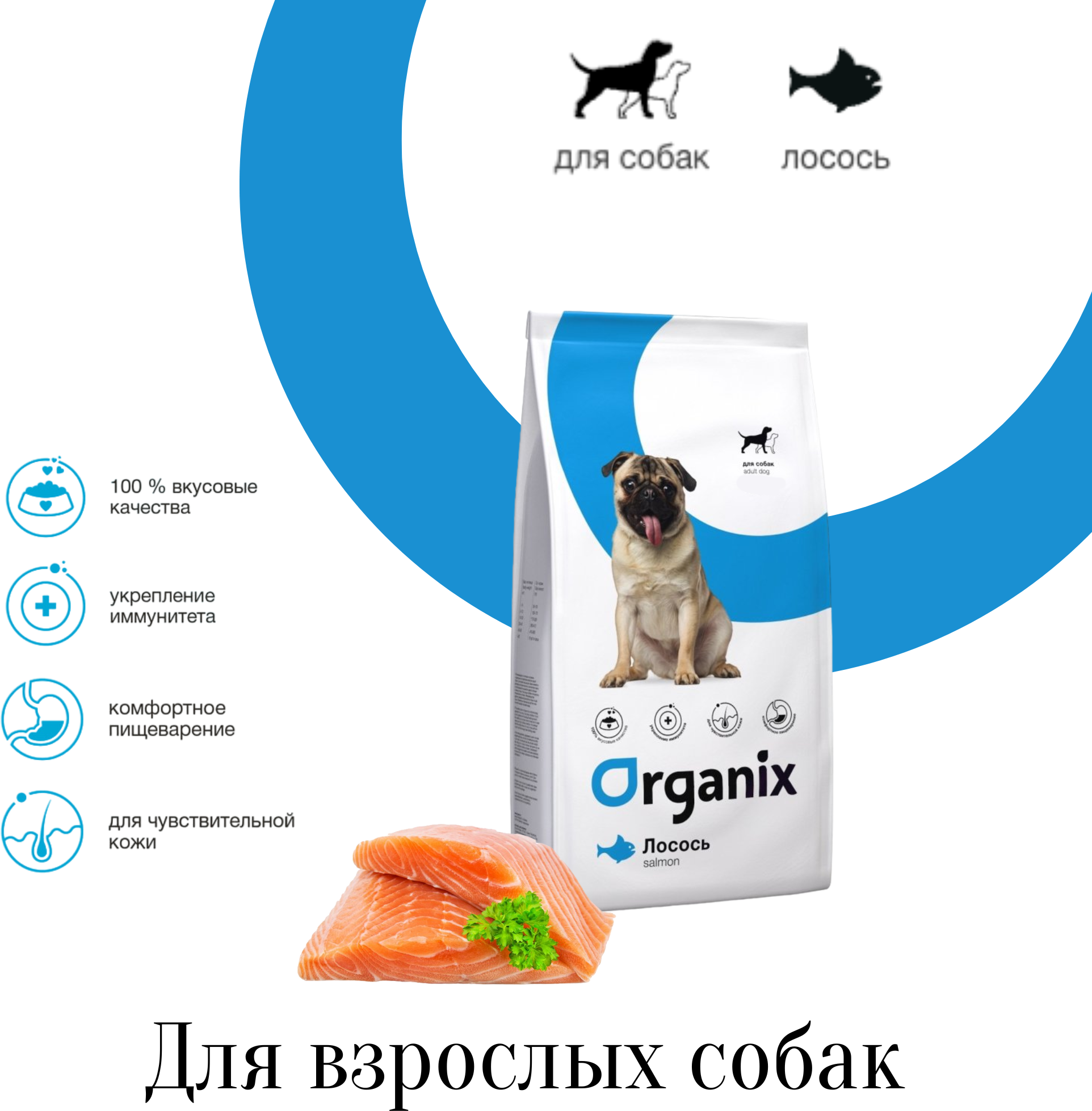 Organix для собак со свежим лососем для чувствительного пищеварения
