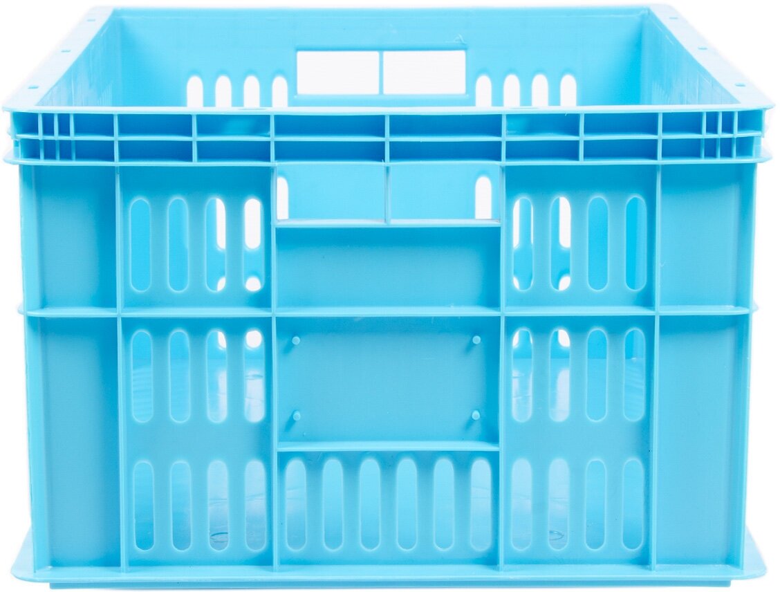 Ящик пластиковый для мяса и мясных продуктов(колбаса, фарш) 600х400х260 перфорированные стенки, голубой - фотография № 5