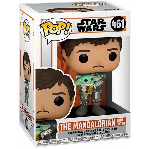 Фигурка POP! Звездные войны Мандалорец с Малышом Йодой Star Wars №461 головотряс на подставке 12,5 см