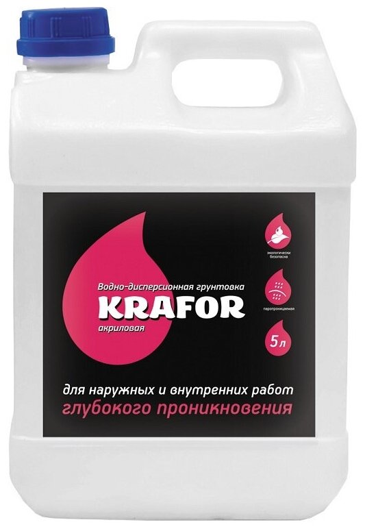 Грунтовка глубокого проникновения Krafor, универсальная, 5 л