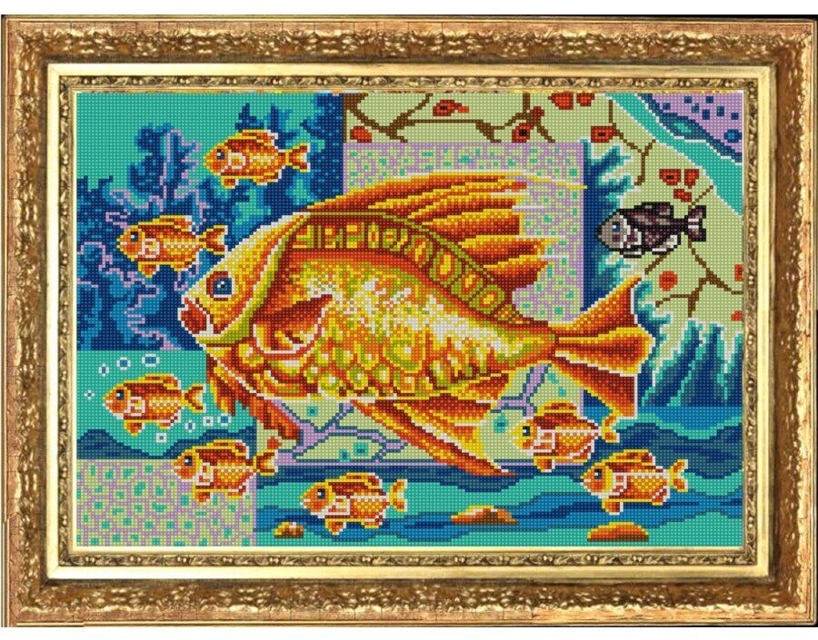 Рисунок на ткани Конёк (бисер), Богатство, 9 рыбок, 29х39 см (9807)