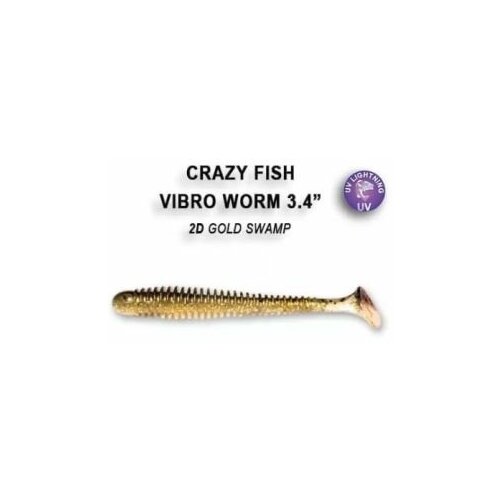 Приманка силиконовая Crazy Fish Vibro Worm 3.4 8,5см, 13-85-2d-6 Кальмар силиконовая приманка мягкая съедобная crazy fish vibro worm 2 50 мм 3 50 м44 6 8 шт