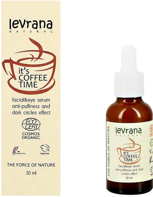 Сыворотка для лица и области вокруг глаз `LEVRANA` IT`S COFFEE TIME с кофеином (против отечности и темных кругов) 30 мл