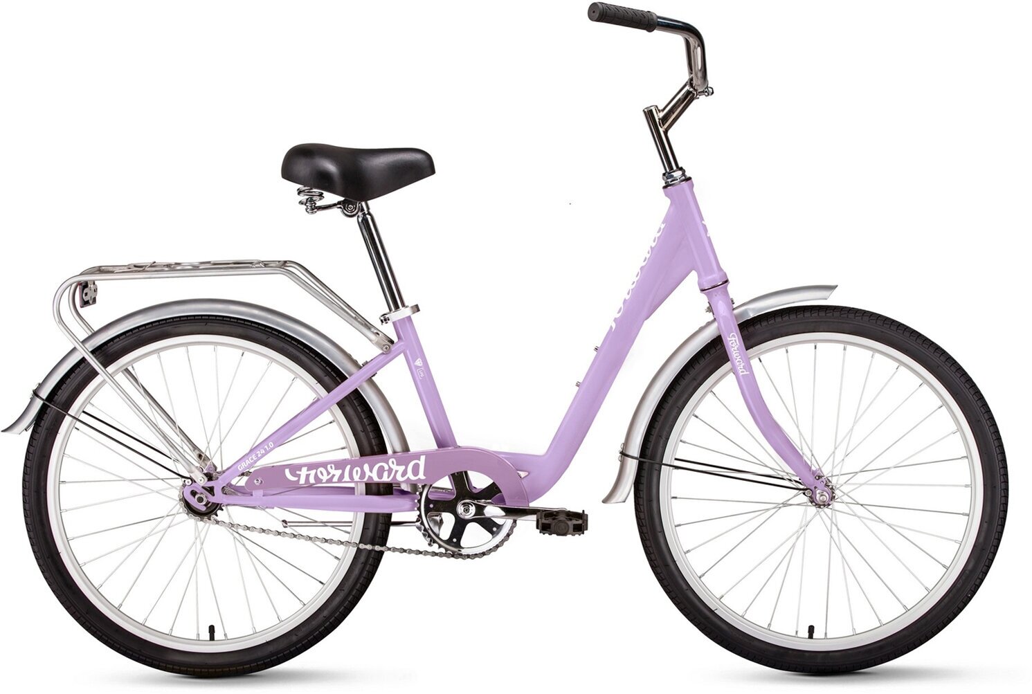 Велосипед подростковый городской FORWARD Grace 24 2022 IBK22FW24691, сиреневый/белый
