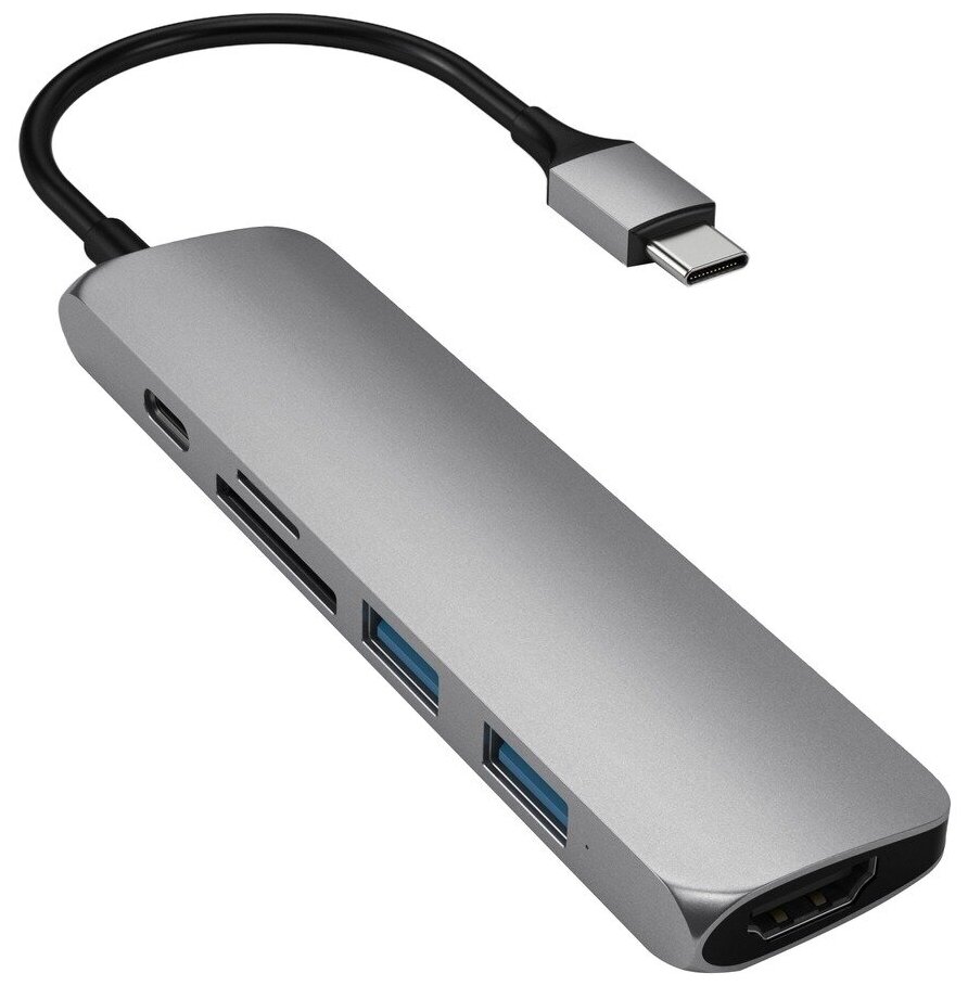 USB-C адаптер Satechi Type-C Slim Multiport Adapter V2. Интерфейс USB-C. Цвет серый космос.