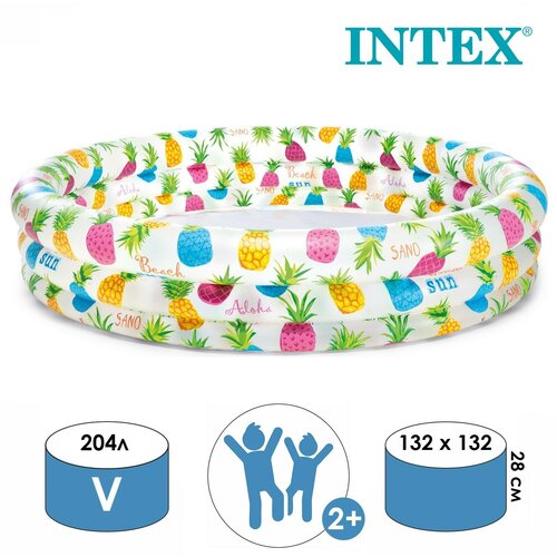 Надувные детские бассейны INTEX Бассейн надувной «Ананасы», 132 х 28 см, от 2 лет, 59431NP INTEX