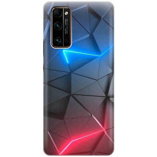фото Ультратонкий силиконовый чехол-накладка для honor 30 pro+ с принтом "графитовые грани" gosso