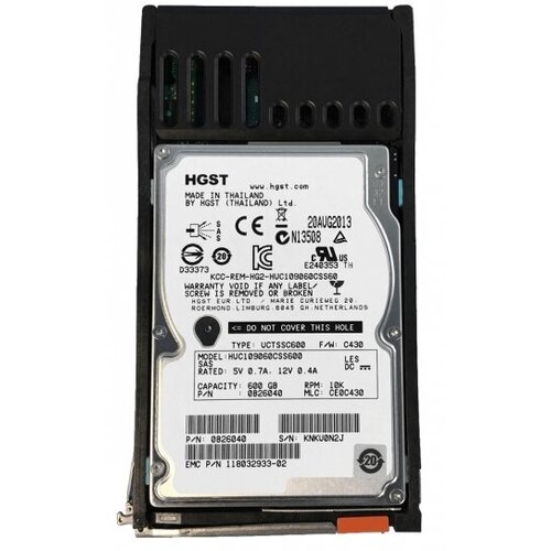 Жесткий диск EMC 005050262 600Gb 10000 Fibre Channel 25 HDD 7620500₽