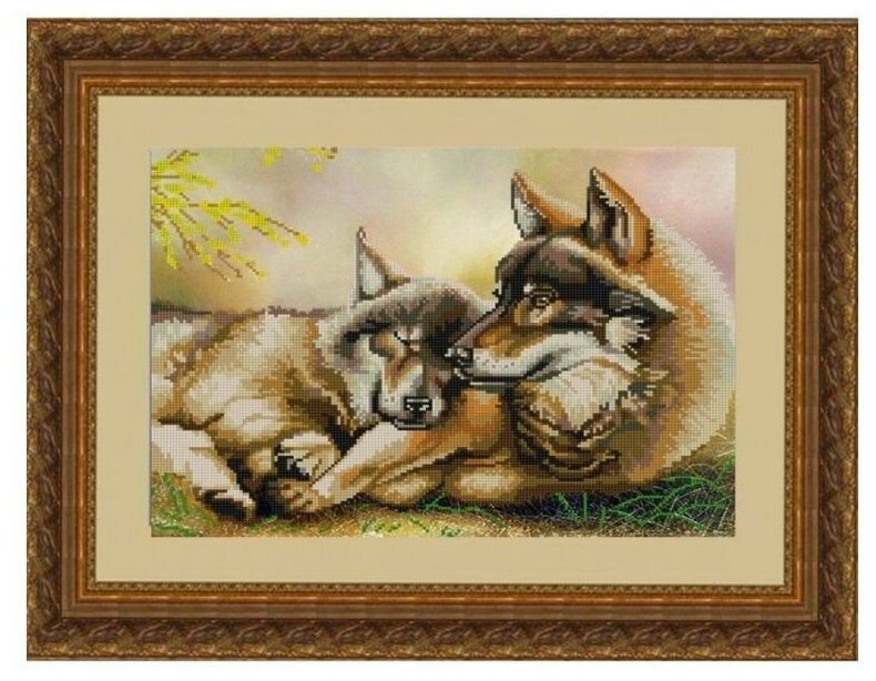 Рисунок на ткани Конёк "Пара волков", 29x39 см