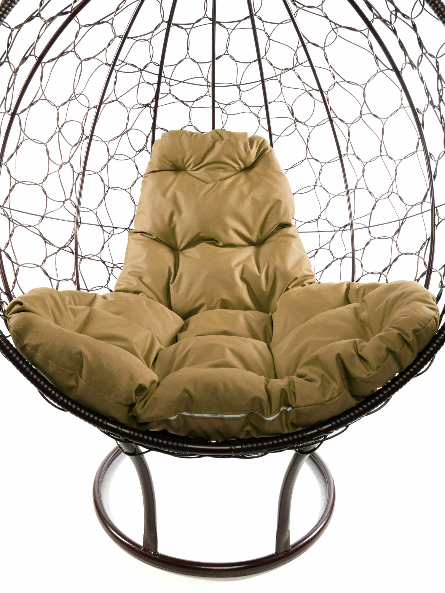 Кресло на подставке ротанг коричневый, бежевая подушка - фотография № 11