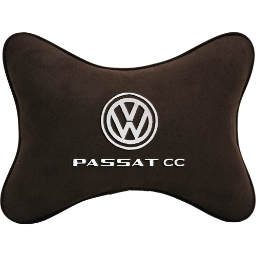 Подушка на подголовник алькантара Coffee с логотипом автомобиля VOLKSWAGEN Passat CC