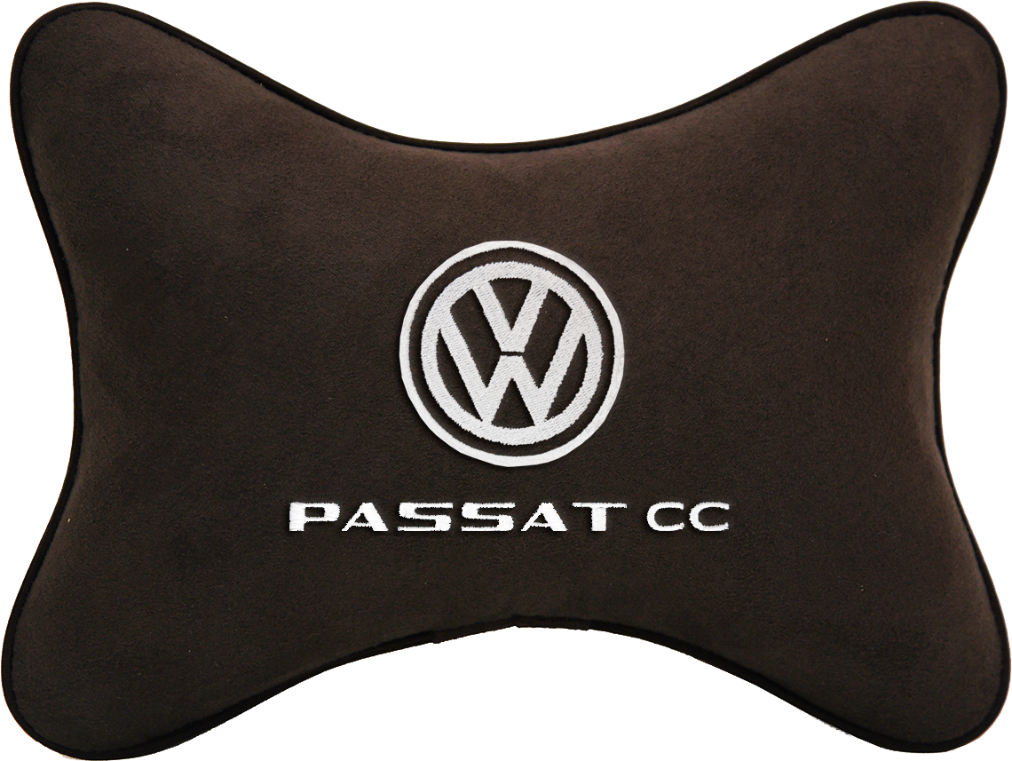 Подушка на подголовник алькантара Coffee с логотипом автомобиля VOLKSWAGEN Passat CC
