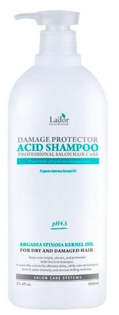 Шампунь для волос с аргановым маслом Damage Protector Acid Shampoo 900 мл, La'dor, ЛД36