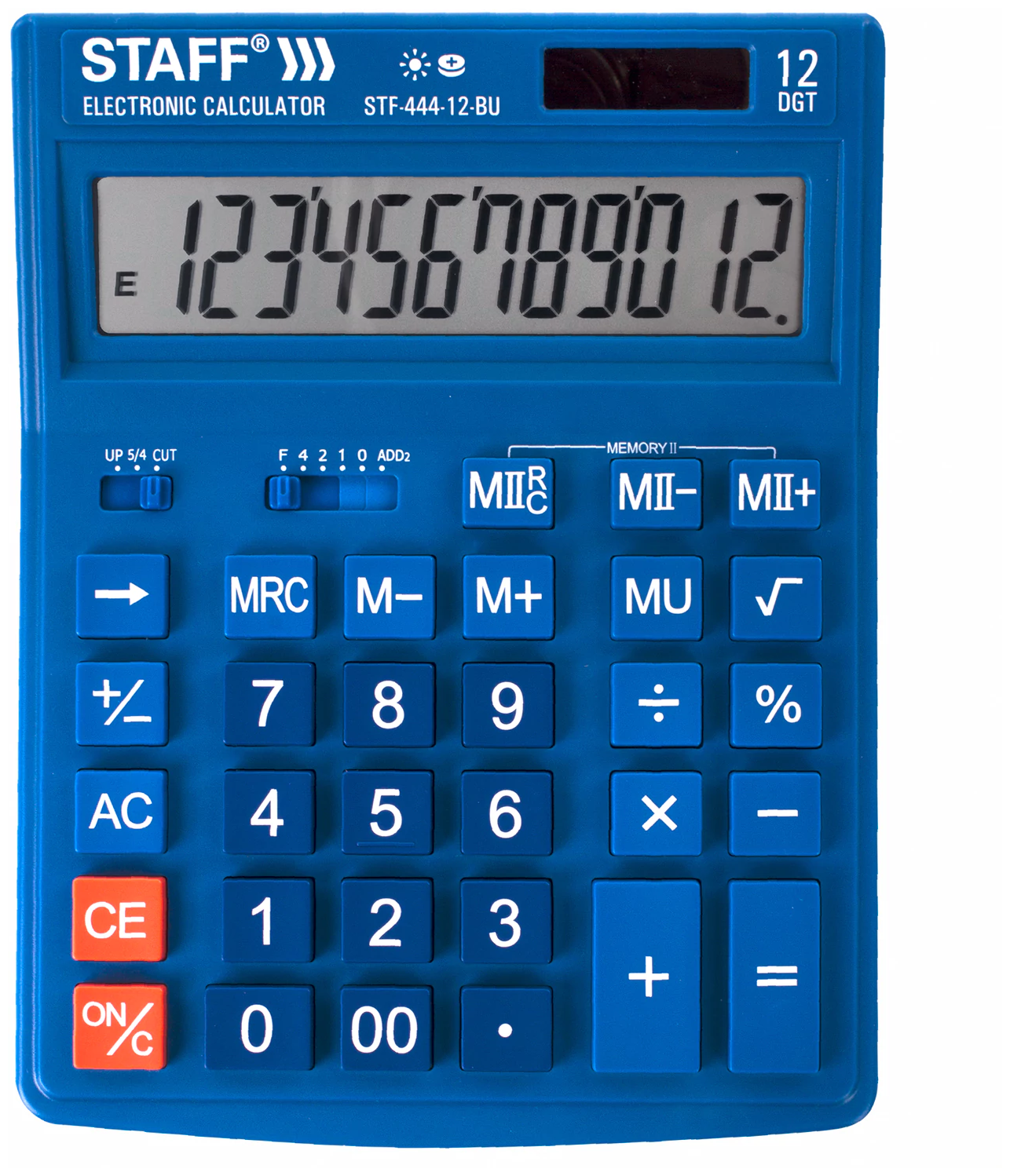 Калькулятор настольный STAFF STF-444-12-BU (199х153 мм), 12 разрядов, двойное питание, синий, 250463