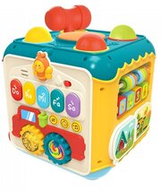 Развивающая игрушка Huanger Интерактивный музыкальный бизикуб/сортер/игровой центр, разноцветный, со звуком, желтый/красный/зеленый