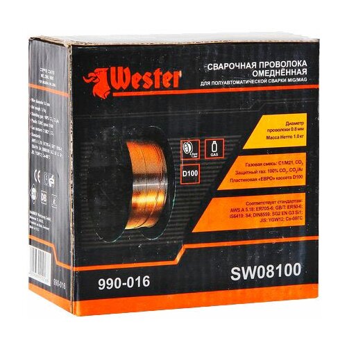 Проволока из металлического сплава Wester SW08100 0.8мм 1кг проволока сварочная омедненная gwc er70s 6 д 0 8 мм упаковка 1 кг проволока для сварки