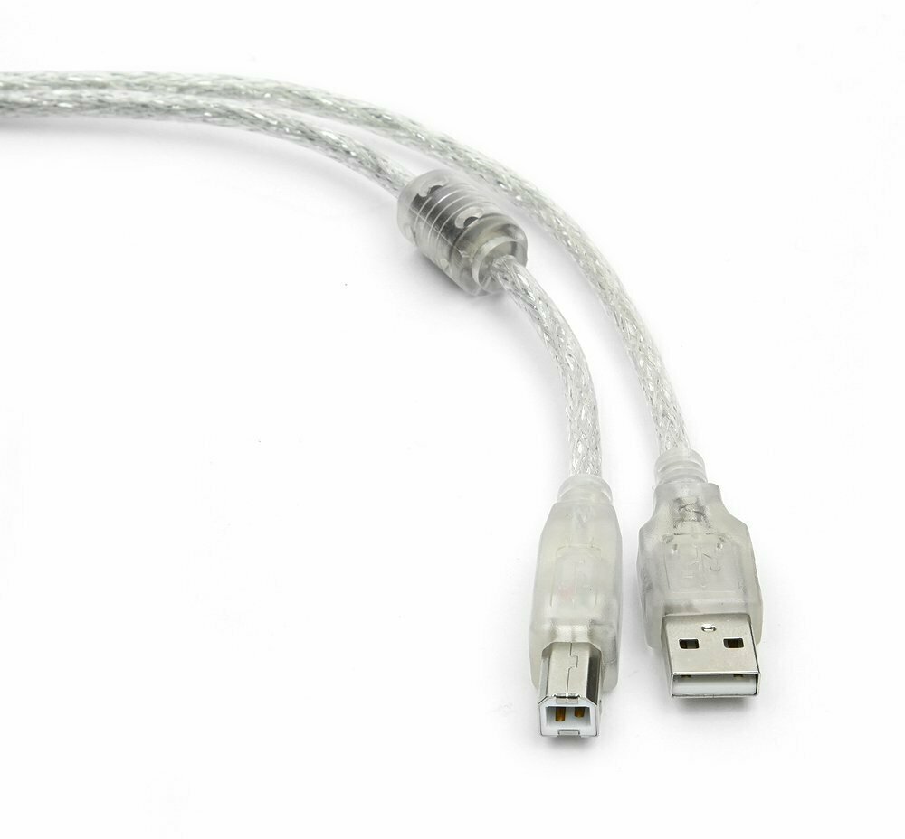 Набор из 3 штук Кабель USB 2.0 Pro Cablexpert CCF-USB2-AMBM-TR-6, AM/BM, 1,8 м, экран, ферритовое кольцо, прозрачный