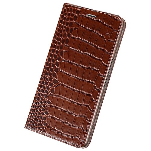 фото Чехол-книжка mypads premium для motorola moto g5s plus (xt1803/2/4/5/6) из качественной импортной натуральной кожи теленка с фактурной прошивкой рельефа кожи крокодила экзотический коричневый