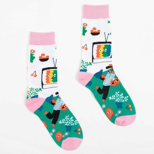 фото Женские носки minaku средние, размер 23/27, зеленый, розовый