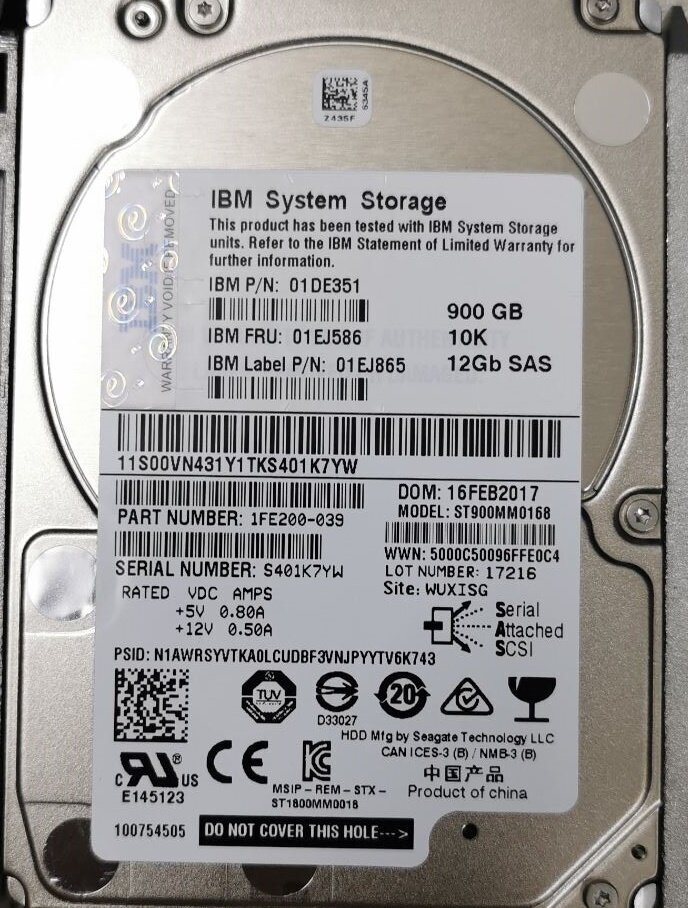 Жесткий диск IBM SAS 900Гб 2.5" 10000 rpm (01DE351)