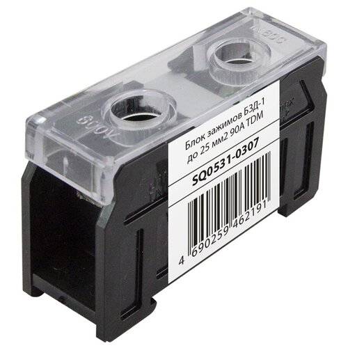 Блок зажимов БЗД-1 до 25 мм2 90A TDM Electric (SQ0531-0307) блок зажимов бзд 2 до 2 5 мм2 20a tdm упаковка 20шт sq0531 0302