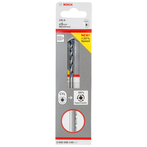 сверло по бетону винтовое bosch cyl 3 silver percussion 2 608 597 658 5 x 85 мм Сверло по бетону BOSCH Cyl-5 2.608.588.153 8 x 250 мм