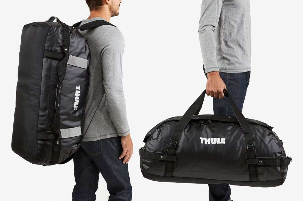 Сумка спортивная THULE, 90 л, 74х33х42 см, плечевой ремень, синий - фотография № 4