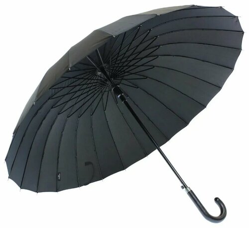 Зонт-трость полуавтомат, купол 130 см, 16 спиц, черный, серый