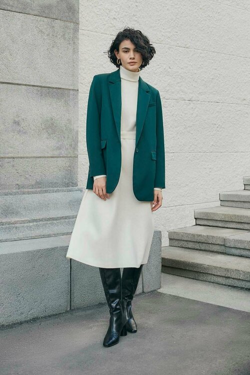 Пиджак Baon, удлиненный, силуэт свободный, подкладка, размер 44, зеленый