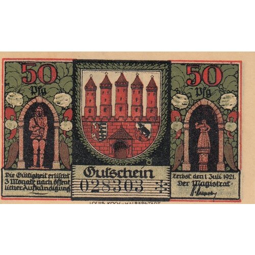 Германия (Веймарская Республика) Цербст 50 пфеннигов 1921 г. (E) (5) германия веймарская республика цербст 10 пфеннигов 1921 г 5