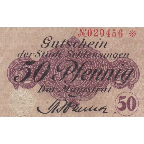 Германия (Германская Империя) Шлойзинген 50 пфеннигов 1917 г. германия германская империя нехайм 50 пфеннигов 1917 г