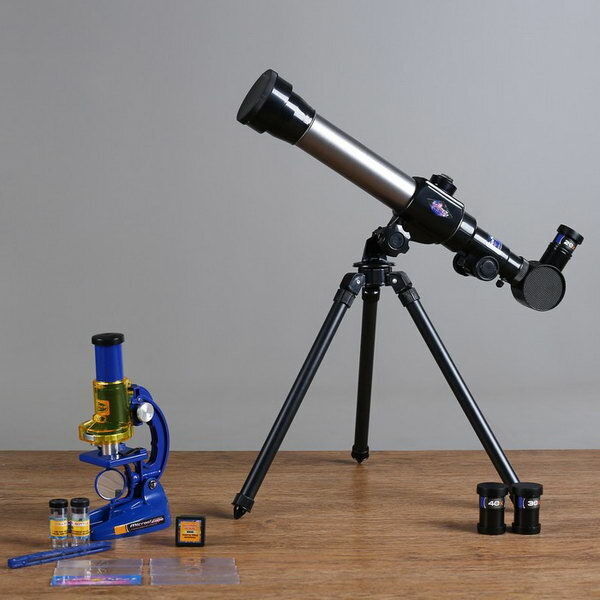 Набор обучающий "Юный натуралист Ultra": телескоп настольный 20х/ 30х/ 4 съемные линзы, микроскоп