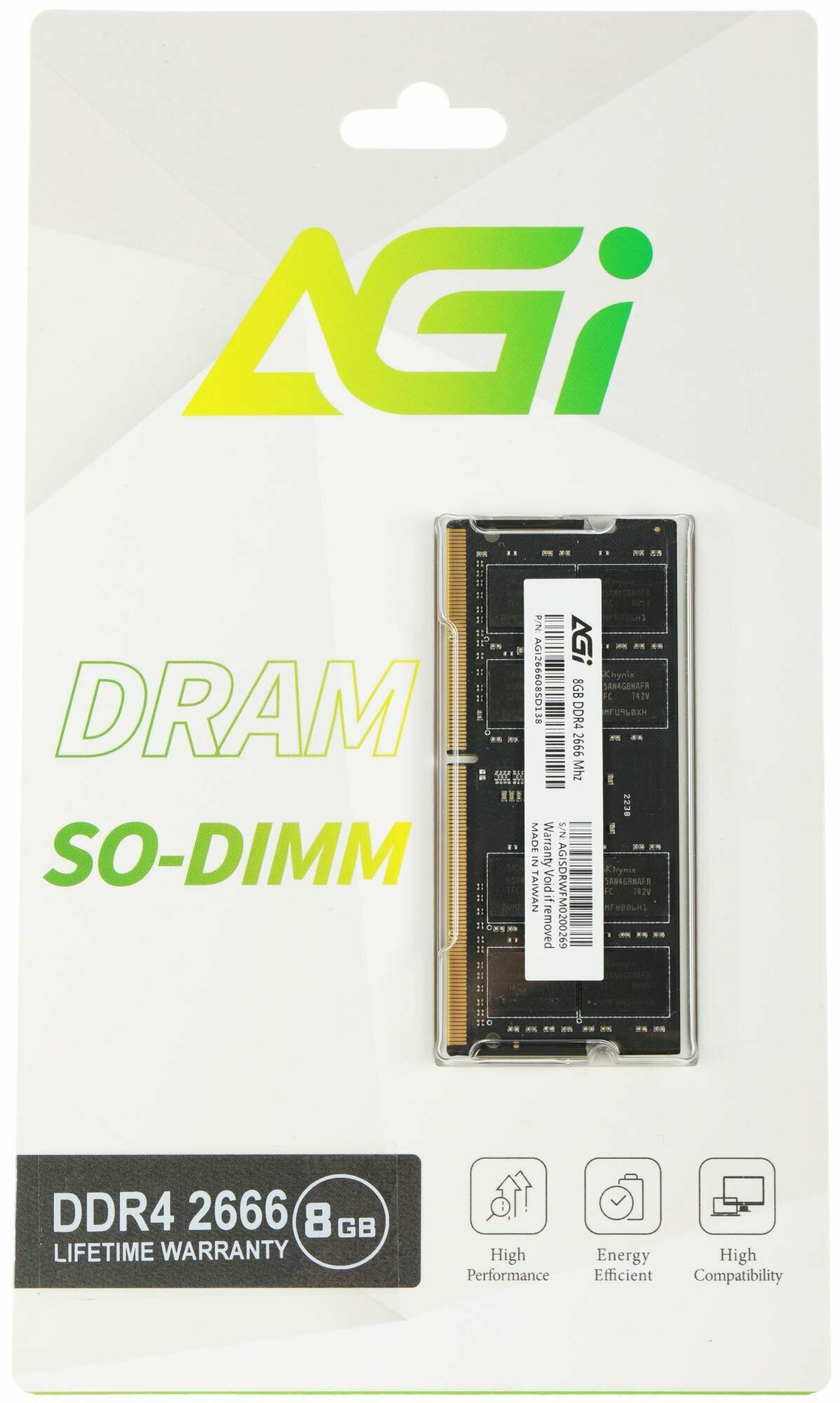 Оперативная память AGi SD138 DDR4 - 8GB, 2666 МГц, SO-DIMM (agi266608sd138) - фото №2