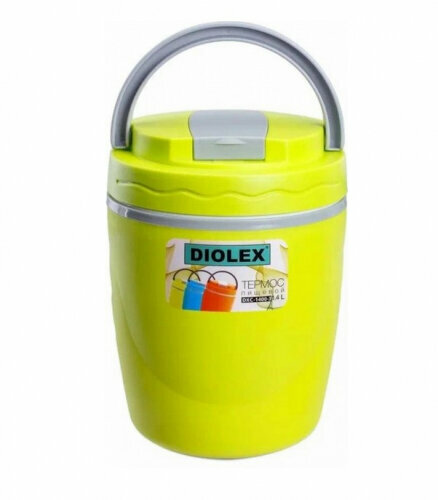 Термос пищевой пластиковый с колбой из нержавеющей стали Diolex DXC-1400-3-YE, желтый, 1400 мл