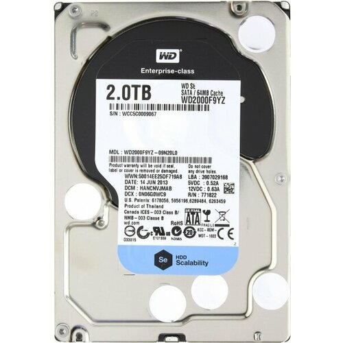 Жесткий диск Western Digital WD2000F9YZ 2Tb 7200 SATAIII 35 HDD 1184000₽