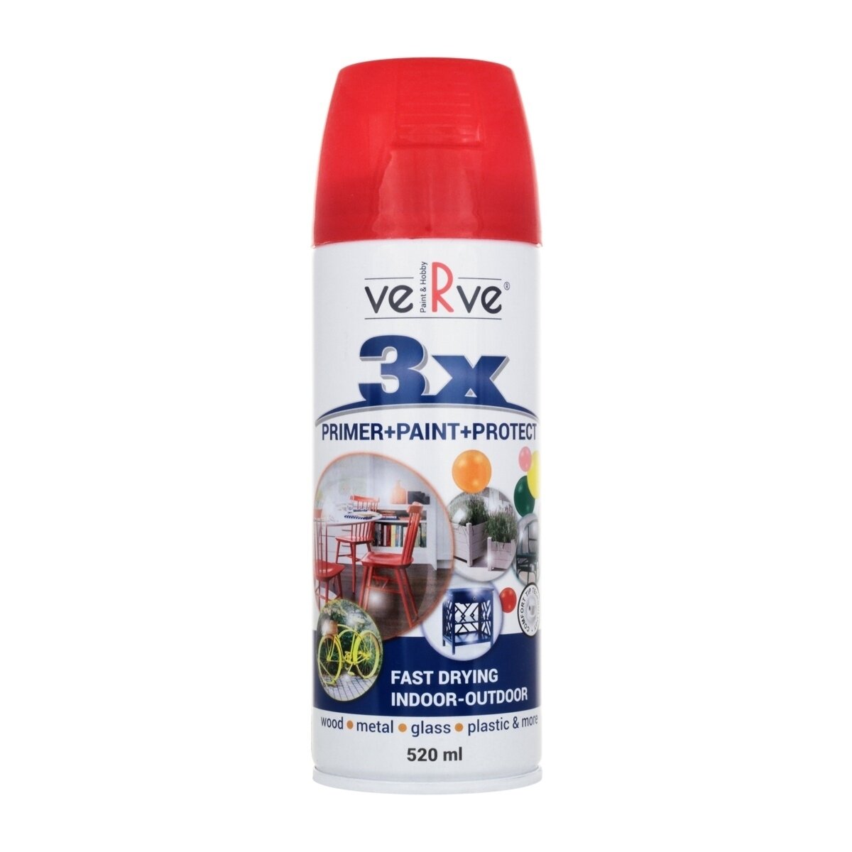 Универсальная акриловая эмаль Verve Ultra Cover 3x Enamel 520 мл RAL 3020 Транспортный красный 889-3020