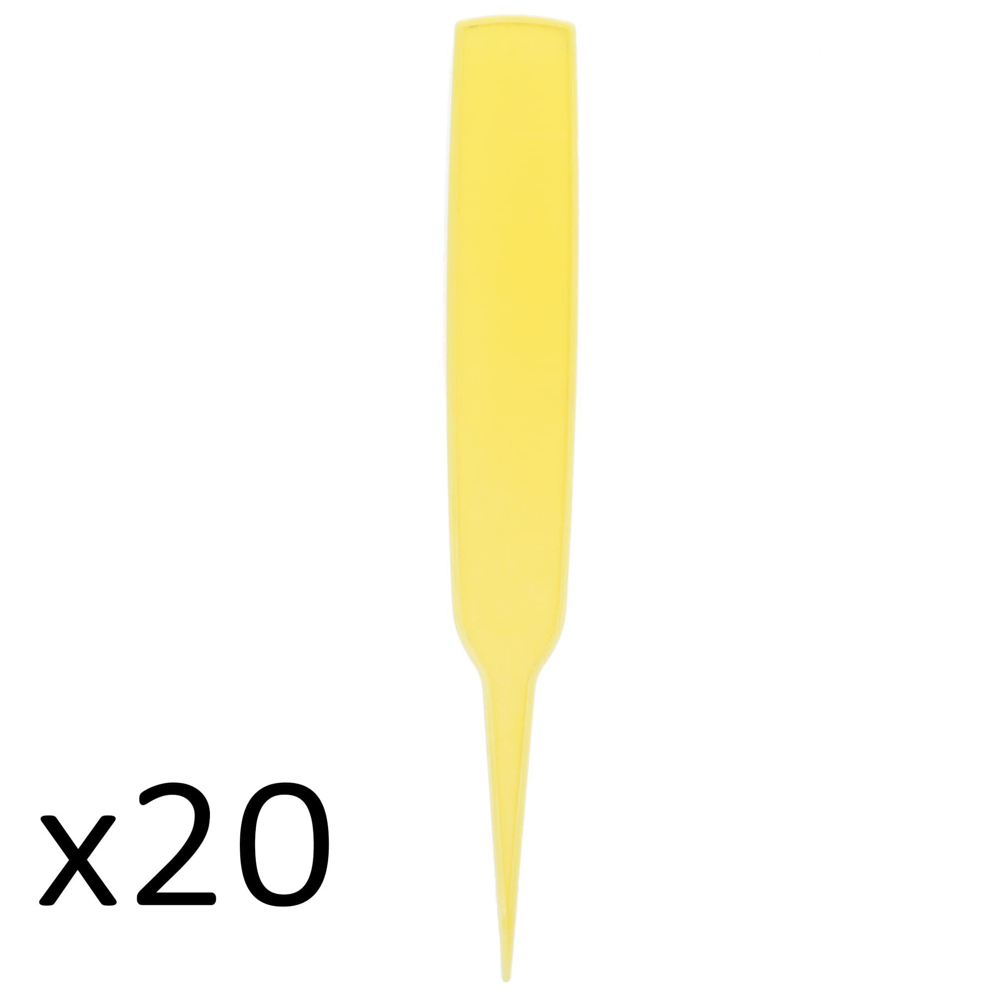 Набор садовых бирок 20 штук. Табличка садовая 90x15 мм для маркировки h=13 см желтый пластик