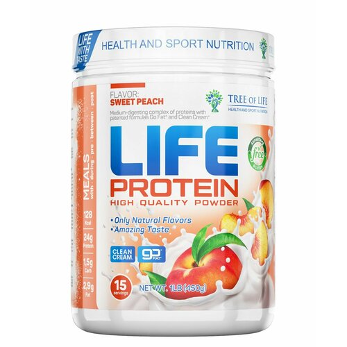 Tree of Life Life Protein 450 гр (персик) tree of life life isolate 450 гр дикая клубника