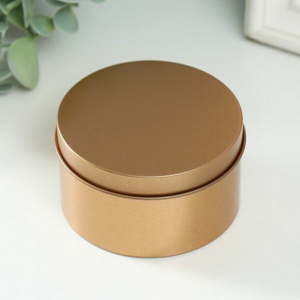 фото Шкатулка металл под свечу "Круглая. Металлик" золото 7.5х7.5х4.2 см