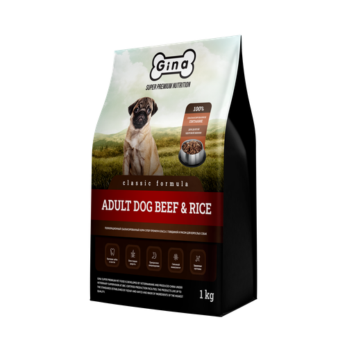 Gina Classic полнорационный сбалансированный корм для взрослых собак с говядиной и рисом