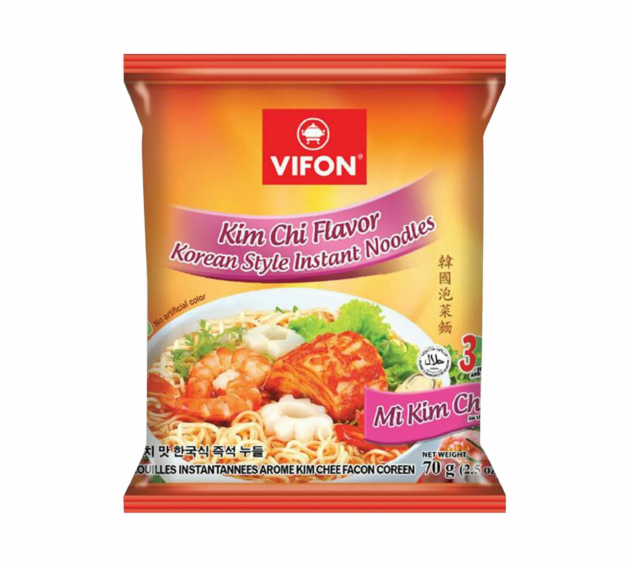 Лапша пшеничная быстрого приготовления VIFON (вифон) со вкусом ким чи 70гр. 3шт