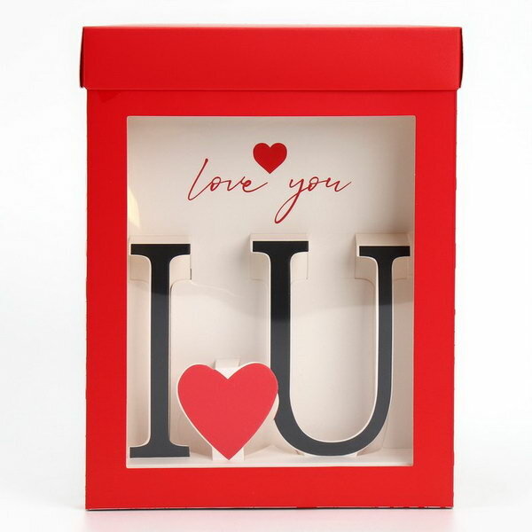 Коробка подарочная складная с 3D эффектом, упаковка, "Love you", 18 x 14 x 23 см