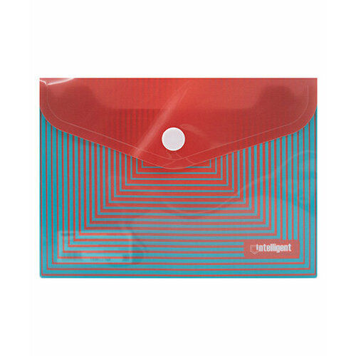 Папка с кнопкой А-6 CJ-8051 Полосатая INTELLIGENT 15х11см, пластик красно-голубой (10/1500)