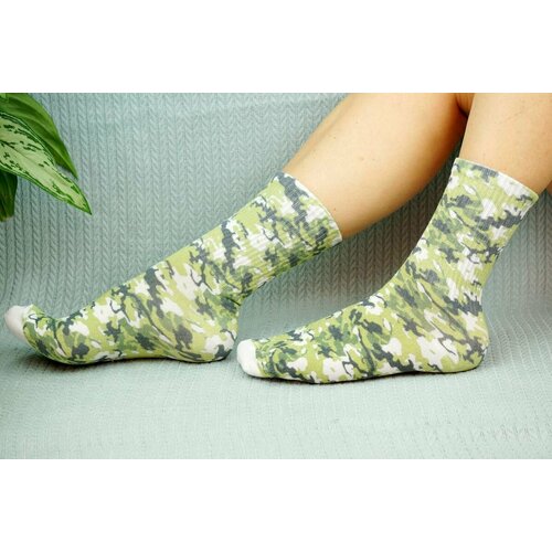 фото Носки cotton print, размер 41/45, желтый, горчичный, зеленый хлопковые cotton print