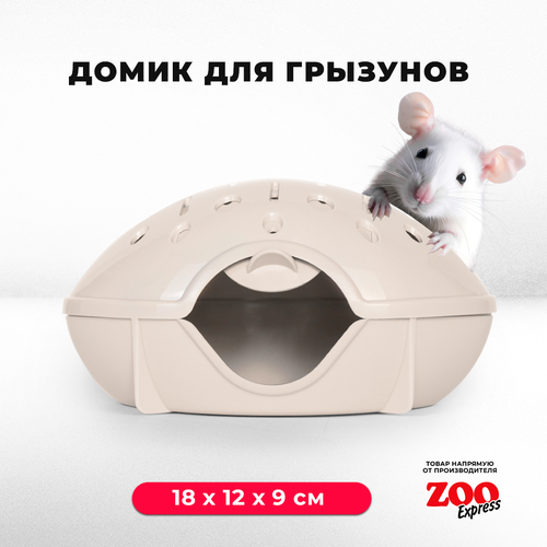 домик переноска zooexpress для грызунов хомяков крыс и мышей 18х12х9 см с дверцей голубой Домик-переноска ZOOexpress для грызунов, хомяков, крыс и мышей, 18х12х9 см, с дверцей, бежевый