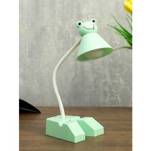 Детская настольная USB лампа c держателем для телефона, цвет: зеленый