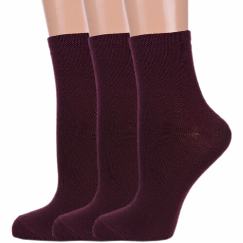 фото Носки брестские, 3 пары, размер 23, бордовый